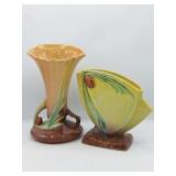 2 Roseville Wincraft Pine Cone Pottery Pieces