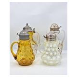 4 Antique Glass Syrup Pitchers
