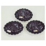 3 Bohemia Czech Glass Peace Dove Trinket Dishes