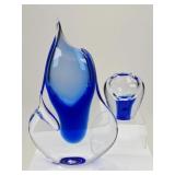 2 Handcrafted Ladislav Czech Bohemian Glass Vases