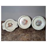 3 Child's Plates: Roseville & International Silver
