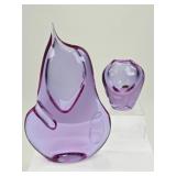 2 Handcrafted Ladislav Czech Bohemian Glass Vases