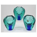 3 Handcrafted Ladislav Czech Bohemian Glass Vases