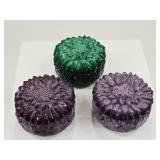 3 Art Deco Style Czech Glass Floral Trinket Dishes