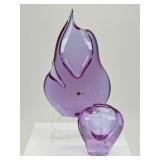 2 Handcrafted Ladislav Czech Bohemian Glass Vases