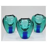 3 Handcrafted Ladislav Czech Bohemian Glass Vases