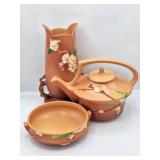 3 Roseville Pottery Apple Blossom & Snowberry