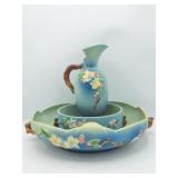 3 Roseville Pottery Blue Apple Blossom Pieces