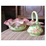 Fenton Burmese Bowl and Basket