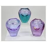 3 Handcrafted Ladislav Czech Bohemian Glass Vases