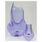 2 Handcrafted Ladislav Czech Bohemian Glass Vases