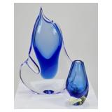 2 Handcrafted Ladislav Czech Bohemian Glass Vases