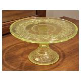 Footed Uranium Glass Cake Plate