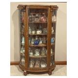 5 Shelf Curved Glass Curio Cabinet NOT CONTENTS