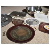 Hammered Aluminum Serving Trays, Bowls, Planter