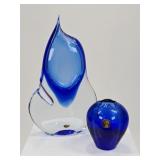 2 Handcrafted Ladislav Czech Bohemian Glass Vases