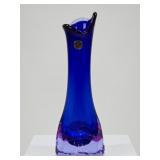 Bohemia Glass Cobalt Blue Swung Style Vase