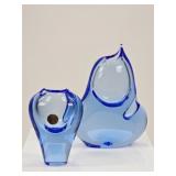2 Handcrafted Ladislav Czech Bohemian Glass Vases