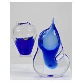 2 Handcrafted Ladislav Czech Bohemian Glass Vases