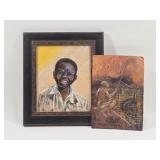 South African Smiling Boy Oil  & Copper Art