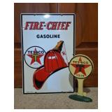 Fire Chief Gasoline Sign, Texaco Door Stop