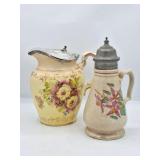 2 Syrup Pitchers: Ironstone & Porcelain