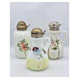 3 Milk Glass Syrup Pitchers