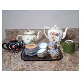 Assorted Teapots, Miniature Tea Set
