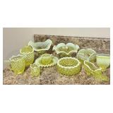 11 Pieces-Fenton Topaz Hobnail and Northwood