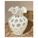 Fenton French Opalescent Coin Dot Vase
