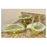 Northwood Canary Footed Compote, Fenton