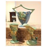 3 Vintage Roseville Bushberry Pottery Pieces
