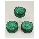 3 Art Deco Style Czech Glass Floral Trinket Dishes