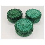 3 Art Deco Style Czech Glass Floral Trinket Dishes