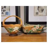 2 Roseville Pottery Gardenia: Console Bowl & Vase