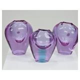 3 Handcrafted Ladislav Czech Bohemian Glass Vases