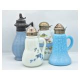 4 Ceramic & Glass Syrup Pitchers