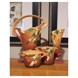 4 Vintage Roseville Snowberry Pottery Pieces