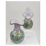2 Handcrafted Ladislav Czech Bohemian Glass Vases