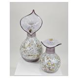 2 Handcrafted Ladislav Czech Bohemian Glass Vases