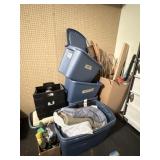 Storage Totes, Squirrel Throw, Tiki Torches