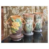 3 Roseville Pottery Vases (Magnolia, Water Lily)