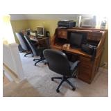 Oakcraft Roll Top Desk, Office Chairs, Printer