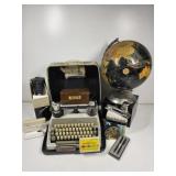 Vintage Globe, Typewriter, Clock & More
