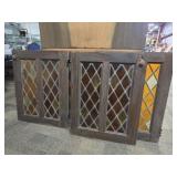 4 Vintage Leaded Stained Glass Pannels