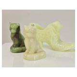 3 Boyd Uranium Glass Cat & Shoe
