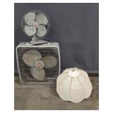 2 Vintage GE Metal Fans & Swag Light