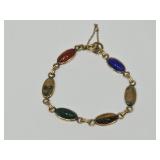 Vintage Bojar Stone & Gold Filled Scarab Bracelet