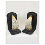 Reproduction Scrimshaw Whale Tooth Bookends