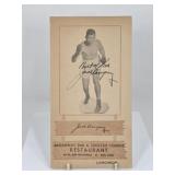 1940s Autographed Jack Dempsey Restaurant Menu